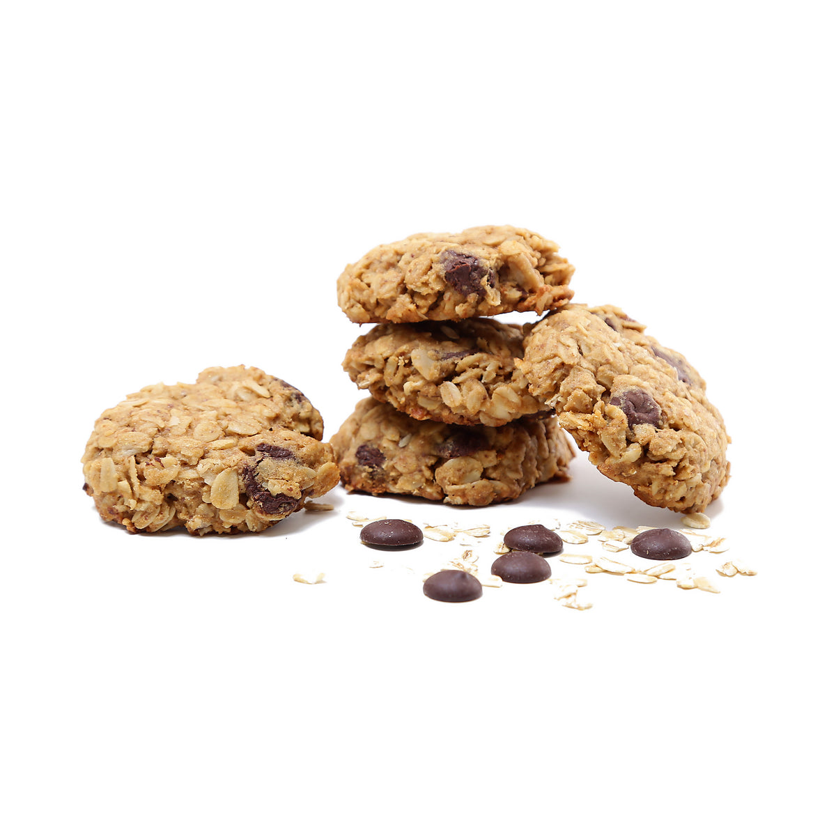 Close-up of oat chocolate chip lactation cookies